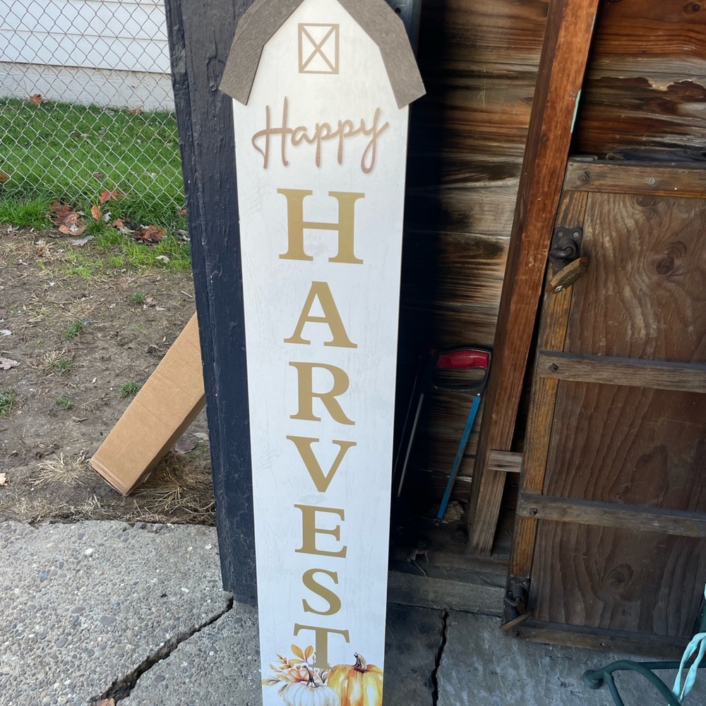 NWT 48” Happy Harvest Country Barn Framed Porch Sign
